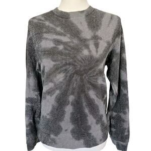 RtA Emma Tie Dye Sparkle Pullover Cotton Terry Silver Shimmer Sweatshirt Size XS